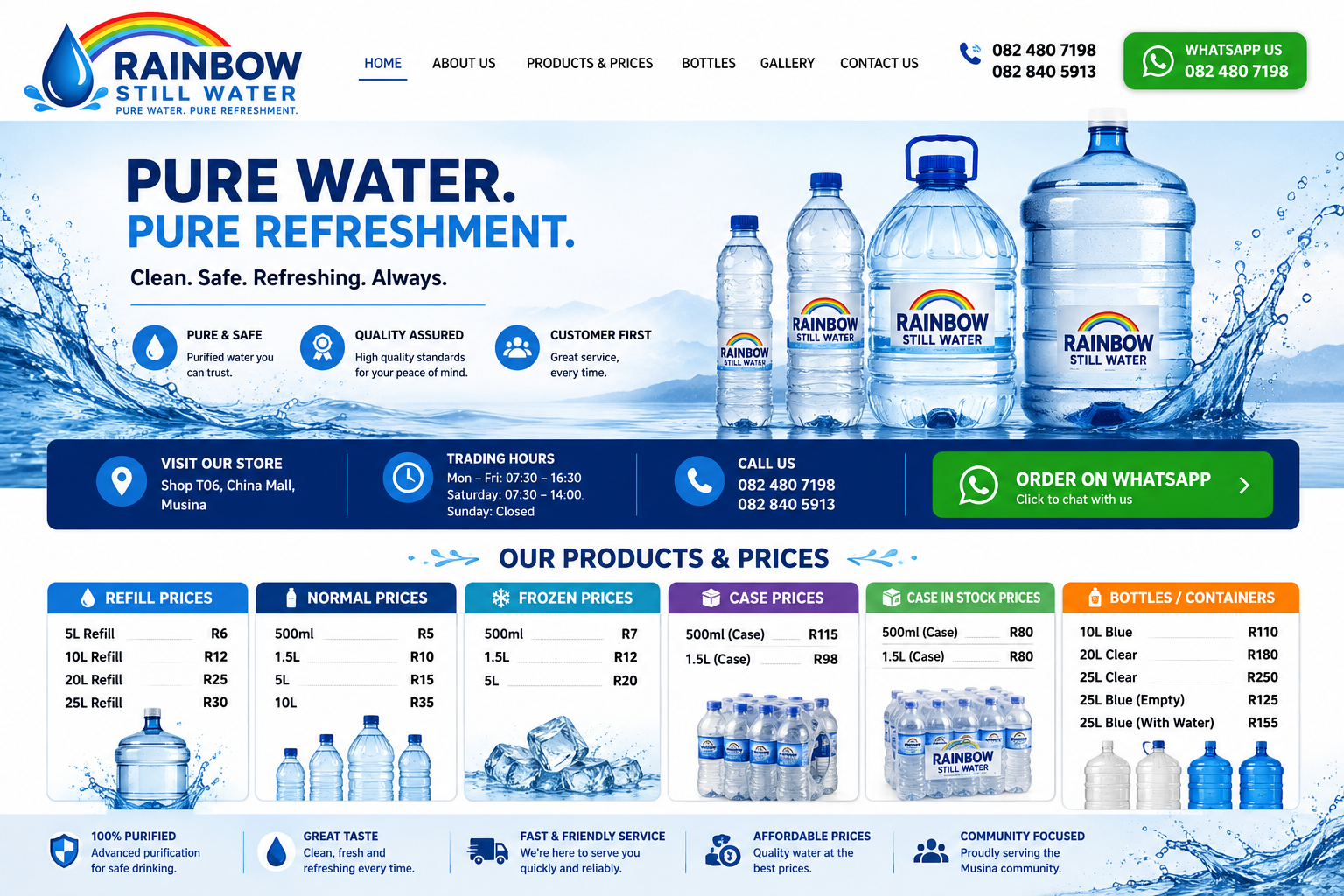 Rainbow Still Water refrigerated products